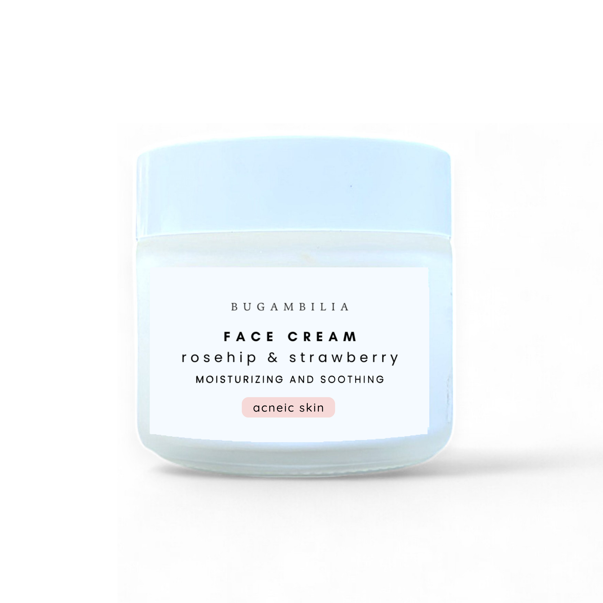 Acneic Skin Moisturizer and Soothing with Natural Ingredients.  All Natural Moisturizer. Natural Face Cream for Acne. Acne Skincare Routine. 